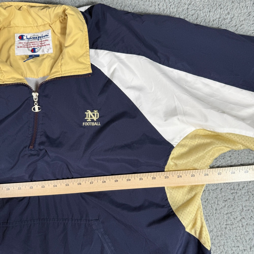 Vintage Champion Notre Dame 1/4 Zip Windbreaker Size XL Fighting Irish Pullover - Picture 6 of 8
